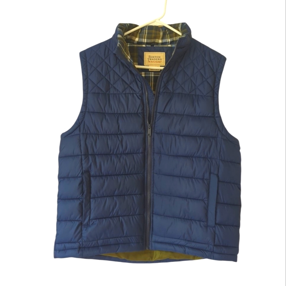 Boston Traders Quilted Full Zip Puffer Vest MEDIUM Blue Pockets